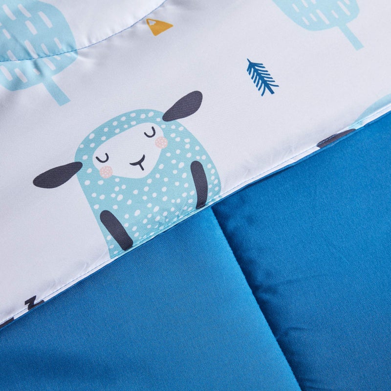 SLEEP ZONE Kids Bedding Comforter Set Full/Queen Size - Super Cute & Soft Kids Bedding Bed in a Bag 7 Pieces Set with Comforter, Sheet, Pillowcase & Sham (Blue Sheep) - Image 5